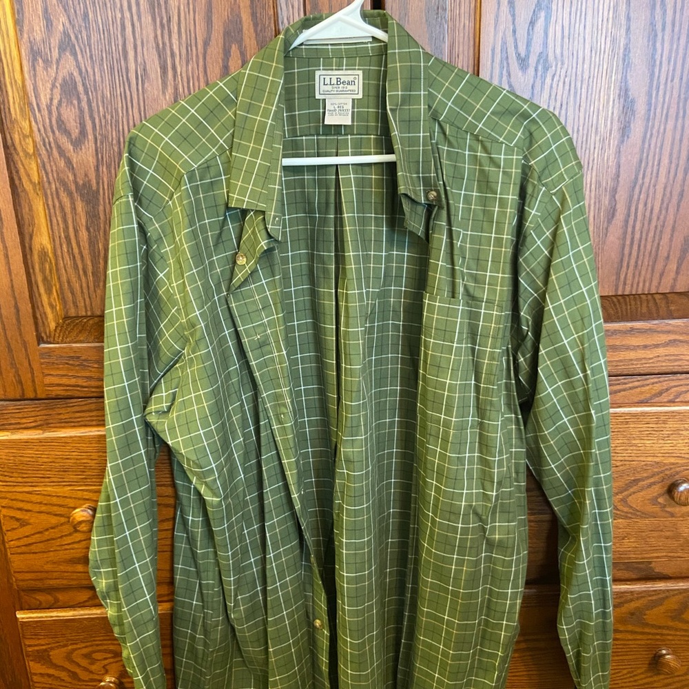 L.L. Bean Green plaid button down